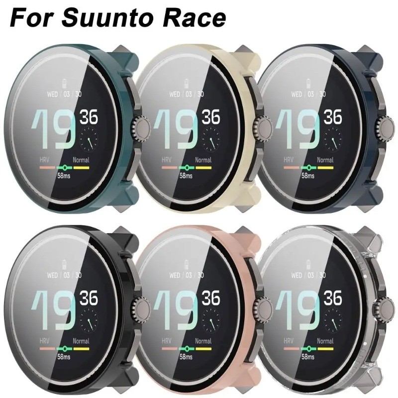 Ốp Đồng Hồ Cho Suunto Race2 PC Case + Kính Cường Lực Bảo Vệ Màn Hình Cho Suunto Race 2 Vỏ Cứng Ốp Lư