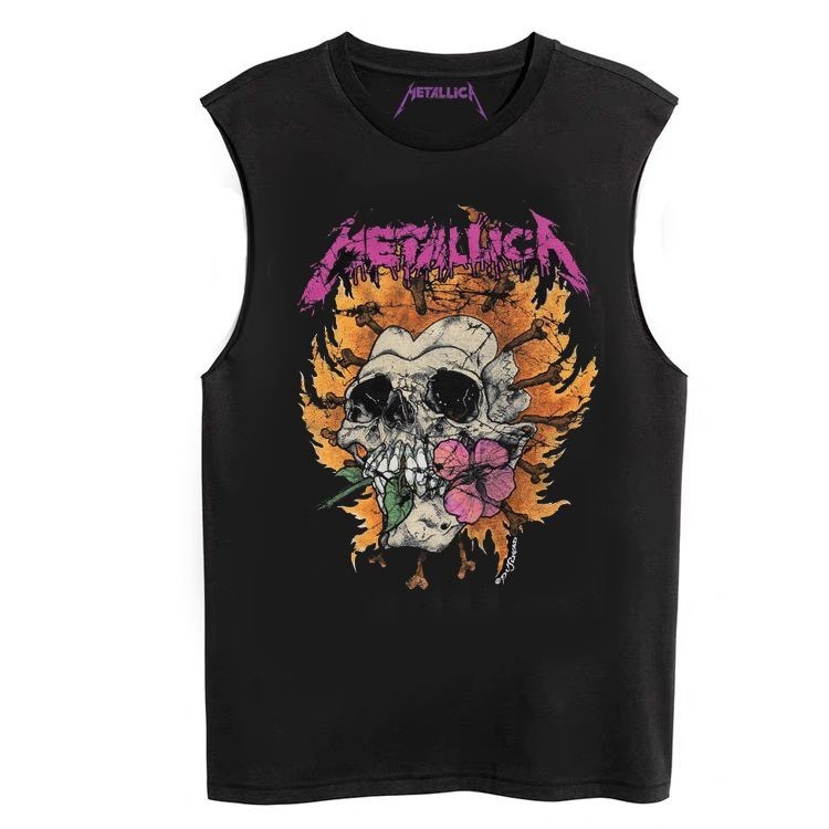 Áo thun không tay Metallica Band Rock Metallica Áo Vest không tay dáng rộng Sản phẩm mới 03.25
