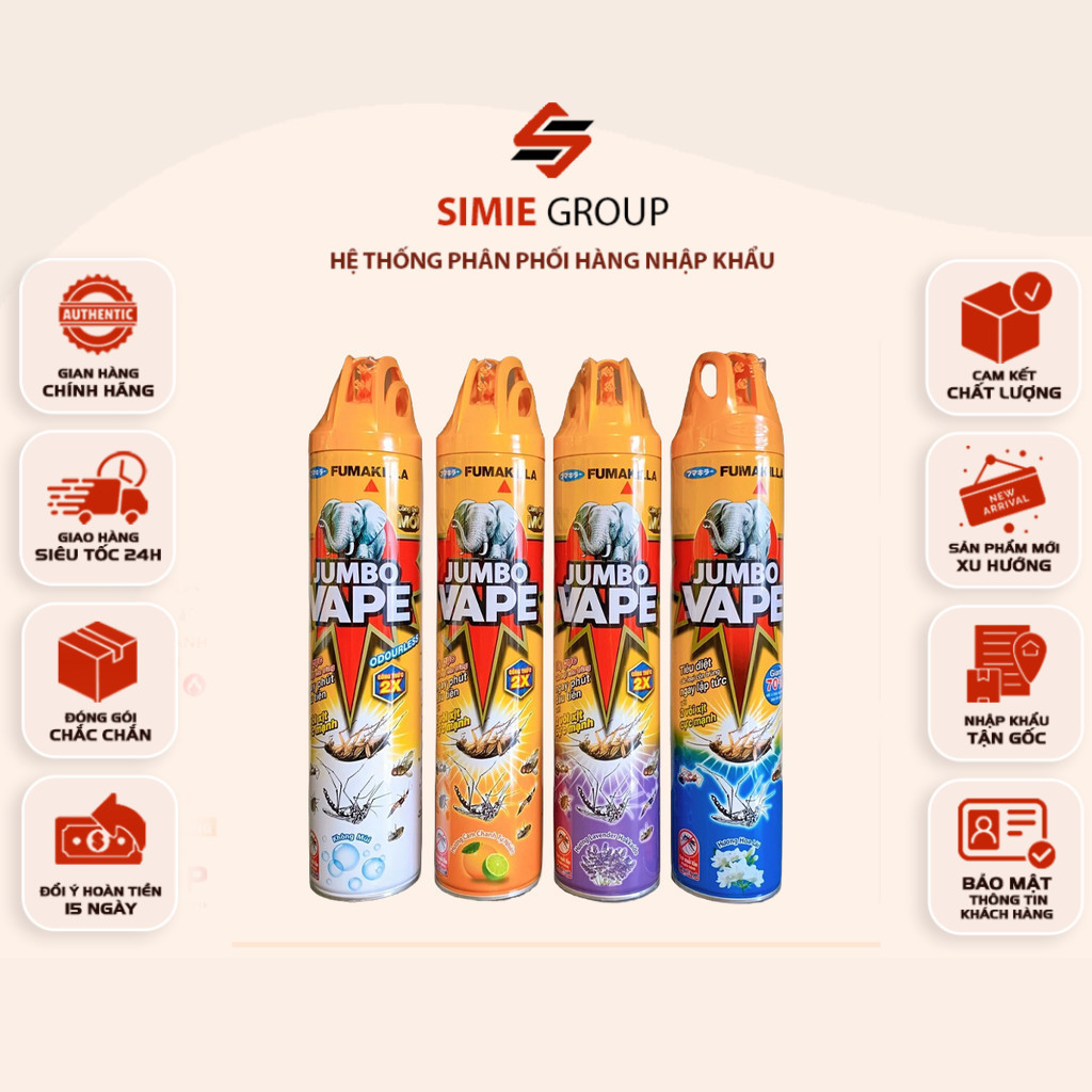 Chai Xịt Muỗi Côn Trùng Jumbo VAPE 600ML Nhiều Mùi – Diệt Muỗi, Kiến, Gián Nhanh, Dùng Trong Gia Đìn