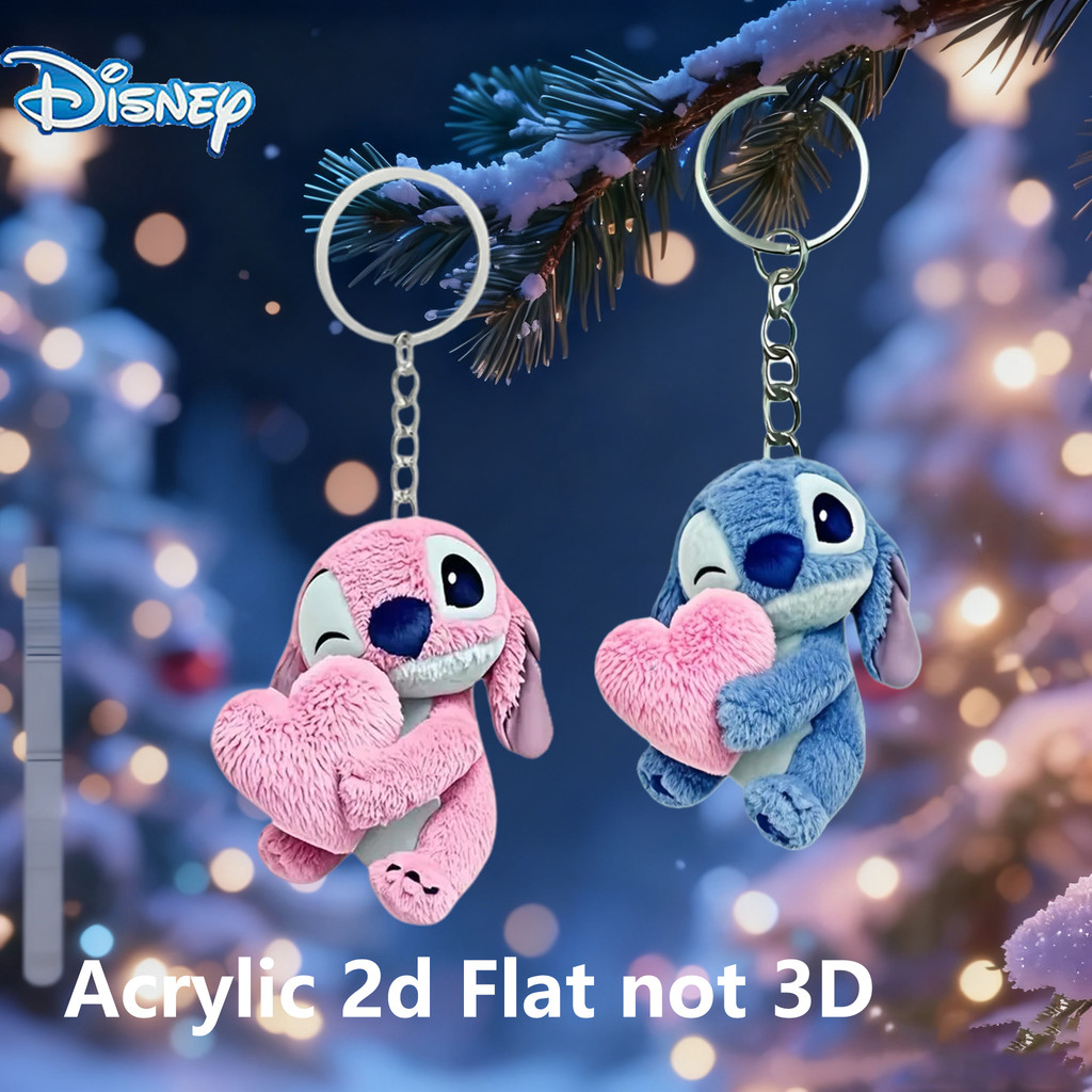 2D Flat Disney Stitch Keychain Anime Acrylic Lilo & Stitch Doll Backpack Hanger Keyring Boys Girls K