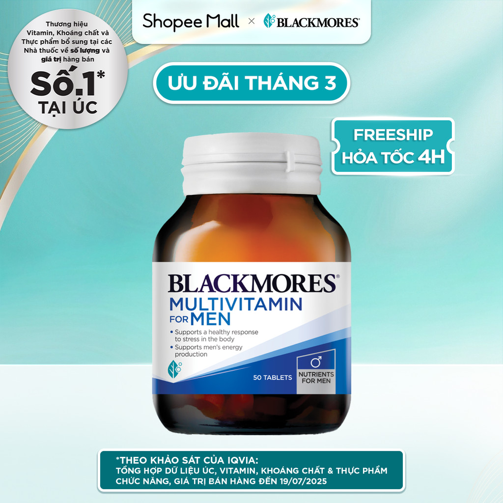 Vitamin Tổng Hợp Hỗ Trợ Sức Khỏe Nam Giới Blackmores Multivitamin For Men Lọ 50 Viên