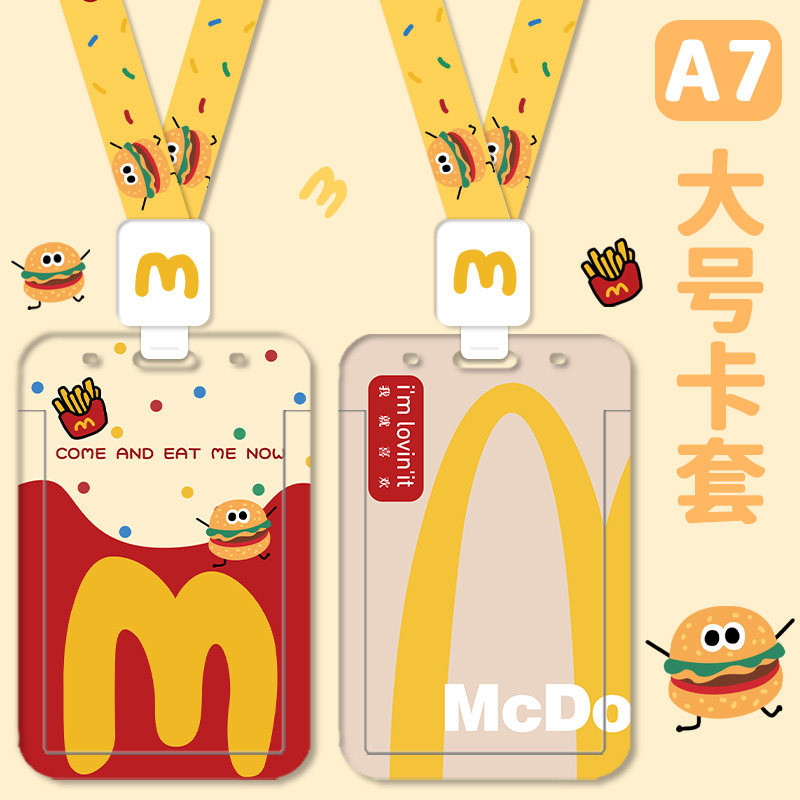 Hộp đựng thẻ lớn A7 có thể tùy chỉnh, Hộp đựng ID chủ đề McDonald 's trứng chiên dễ thương, Tay áo h