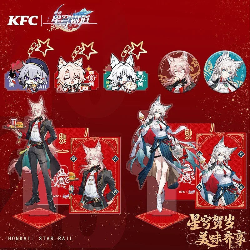 Standee Honkai Star Rail KFC Feixiao Jiao Qiu Moze Mô hình Mica Acrylic Trang trí Bàn học Huy hiệu M