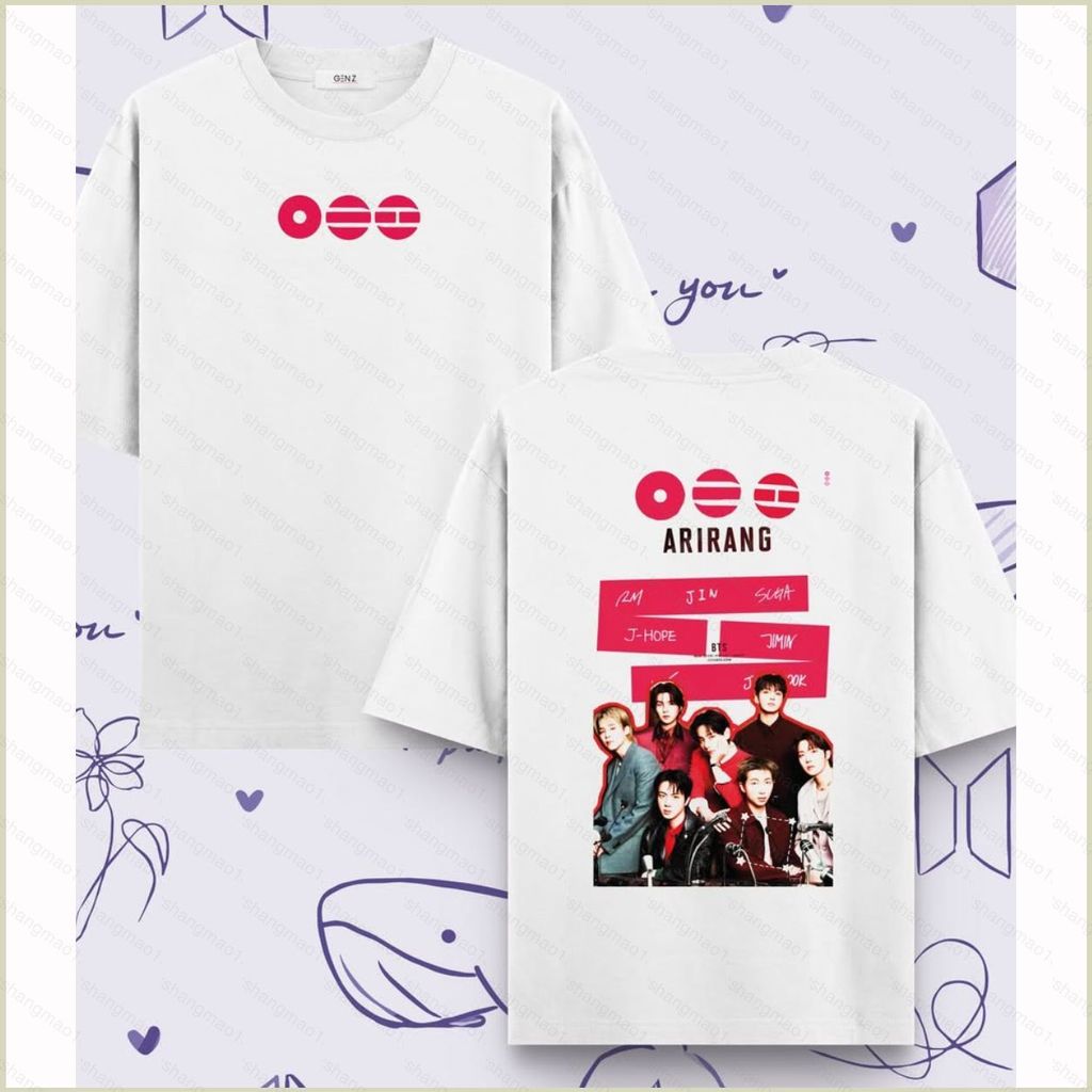 XS1 BTS BT21 ARIRANG Jin SUGA J-hope RM Jimin V Jung Kook Áo thun mùa hè KPOP Áo ngắn tay XS1