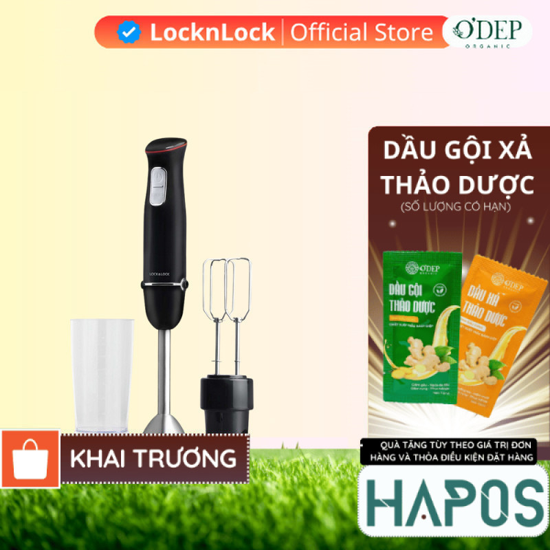 Máy xay cầm tay đa năng LocknLock Multi-purpose 2 in 1 Hand Blender màu đen EJM516BLK - HAPOS HOF