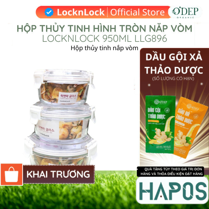 Hộp thủy tinh nắp vòm tritan 950ml Chính hãng LocknLock LLG896 - HAPOS HOF