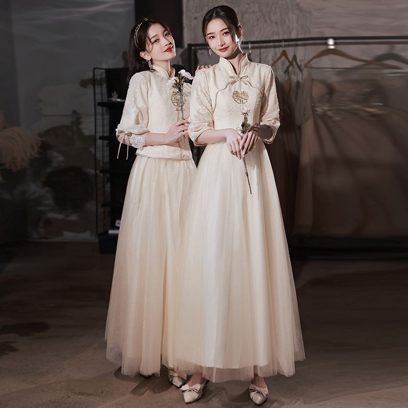 Đầm Phù Dâu Nhóm Chị Em Trung Quốc Phong Cách Trung Hoa Nữ Mùa Đông Phù Dâu Nhỏ Mới Trung Quốc Váy P