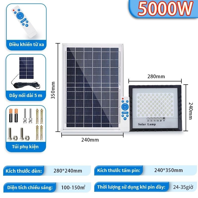 Đèn năng lượng mặt trời siêu sáng tiết kiệm điện 5000W