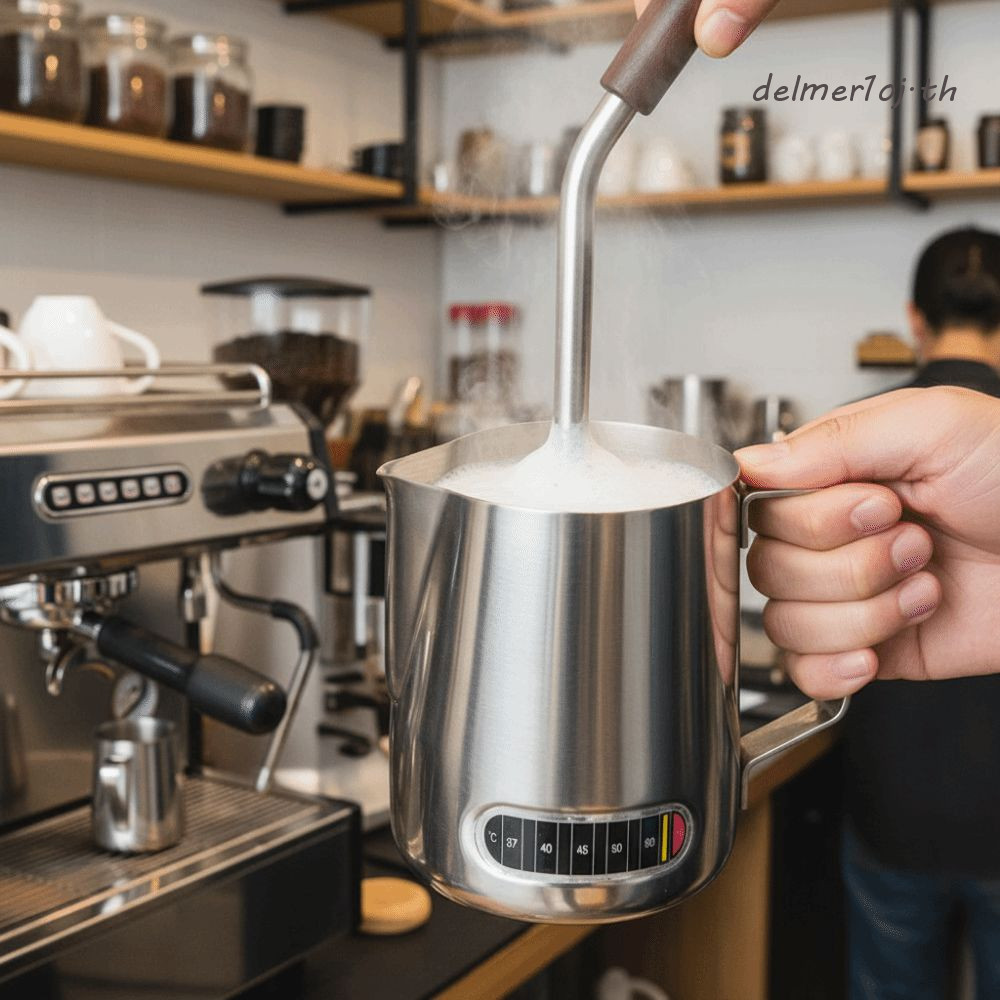 Bình tạo bọt sữa cà phê DELMER1OJ, Cốc nghệ thuật Latte bằng thép không gỉ 304 cảm biến nhiệt độ, Câ
