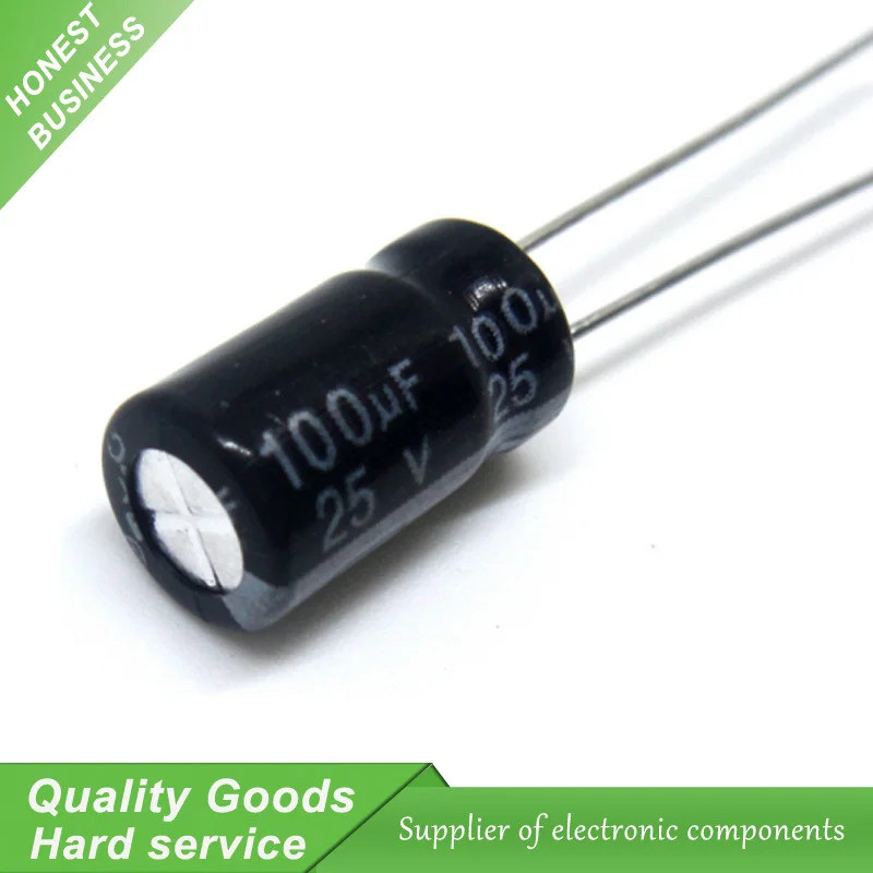 100 Cái / lốc 25V 100uF DIP Nhôm Điện Phân Tụ 100uf 25v 6x12mm Mới Ban Đầu Miễn Phí Vận Chuyển