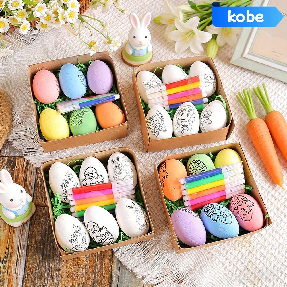 KOBE 6 Trứng Phục Sinh, Tô Màu Thủ Công Đa Năng Phục Sinh DIY Trứng Vẽ Tay, Hoạt Hình Sáng Tạo DIY V