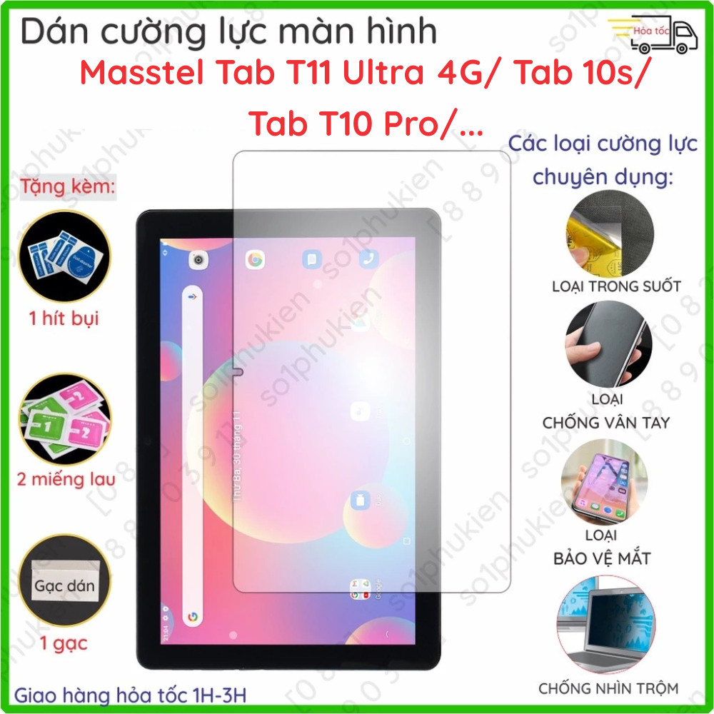 Dán màn hình & mặt lưng cho Masstel Tab T11 Ultra T10s T10 T10M Pro 4G Vortex Mastel 10.1 Nano dẻo t
