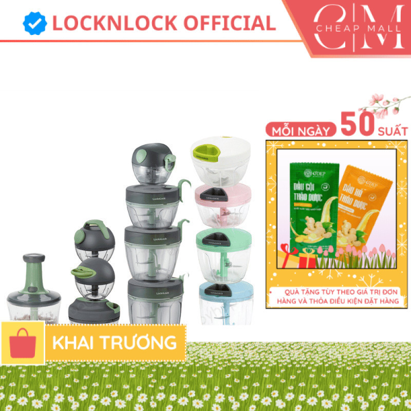 Máy xay tỏi ớt mini cầm tay LocknLock CKS308PIK CKS309GRN CKS321GRN lưỡi xay bén dễ vệ sinh - CHEAP 