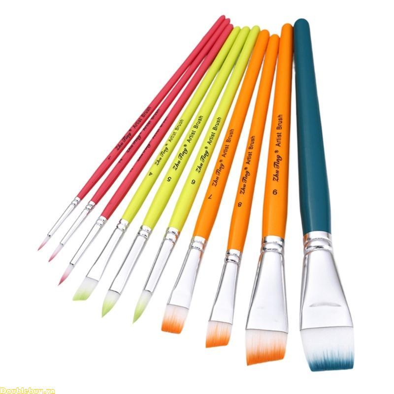 Doublebuy 10 Chiếc Mặt Body Paint Brush Flat Painting Brush Artist Paint Brush