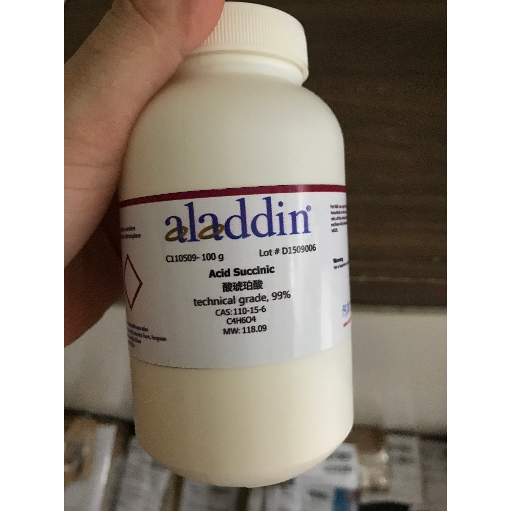 Chất Succinic aci.d CAS 110-15-6 C4H6O4 axi.t succinic lọ 100g HCTN1