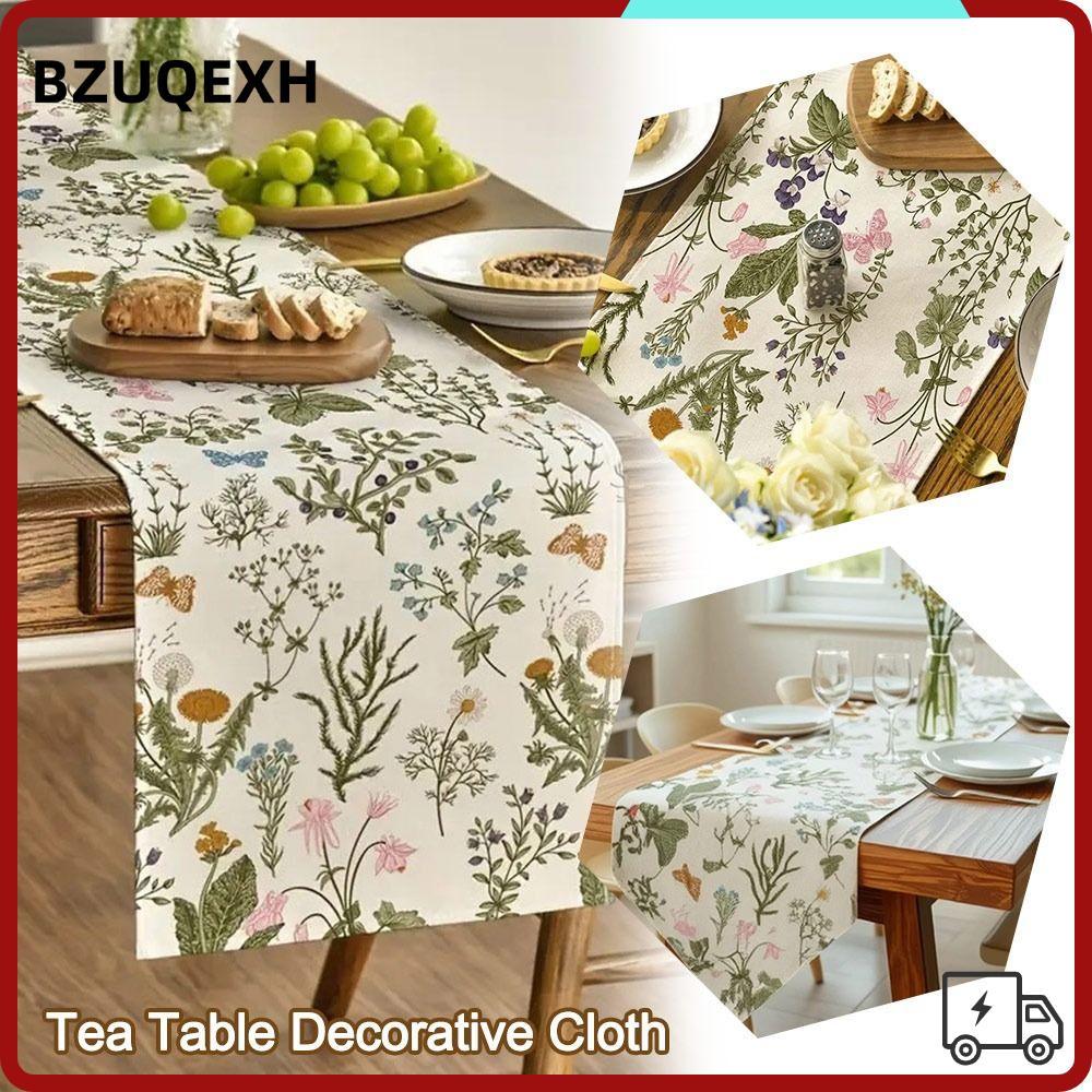 BZUQEXH Table Runner, Vải trải bàn hoa vải lanh cổ điển, Hoa văn hoa cách nhiệt Bàn trà bướm Vải tra