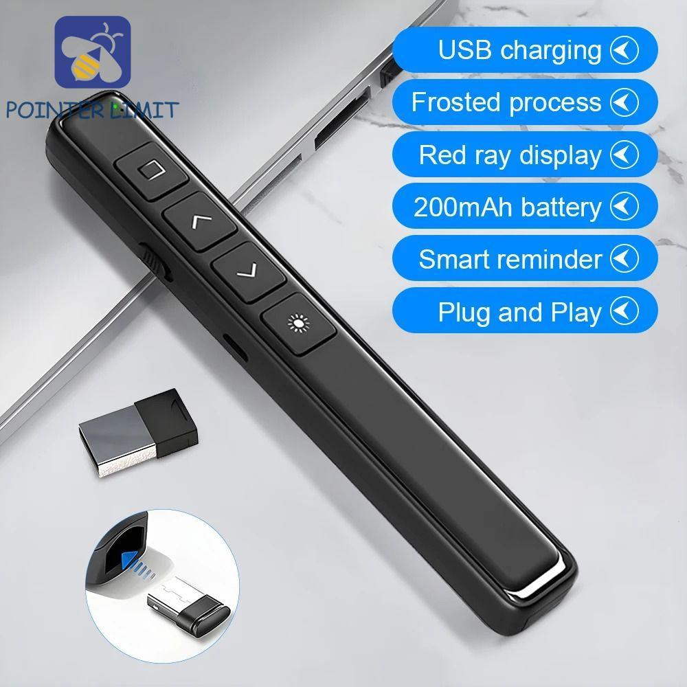 POINTER LIMIT Trình bày không dây Clicker, Bút lật Laser PPT từ xa hồng ngoại 2.4GHz, Tay cầm thoải 