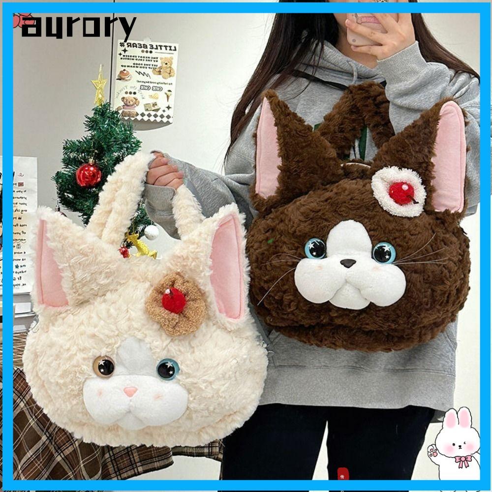 Ba lô mèo AURORY, Túi đi học sang trọng hình mèo Devon Rex hoạt hình mềm mại, Quà tặng túi sang trọn