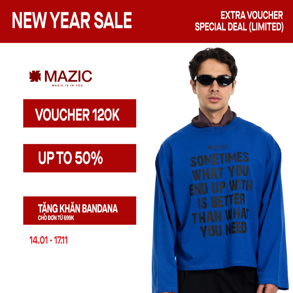 AT09 - "MAZIC" ÁO THUN TAY DÀI XANH COBAN BETTER THAN WHAT YOU NEED FORM BOXY