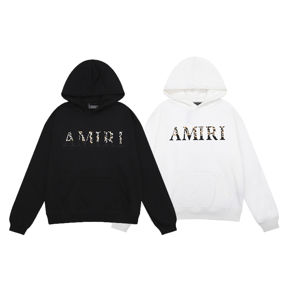 8CIV Am1r1 Leopard print gradient letters logo Angel Hoodie Sweatshirt Couple Outfit