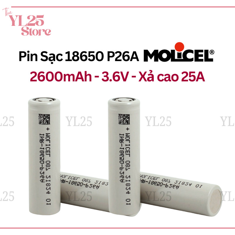 Pin 18650 Molicel P26A 2600mAh Xả cao 35A Chuyên Thiết bị cần Xả cao