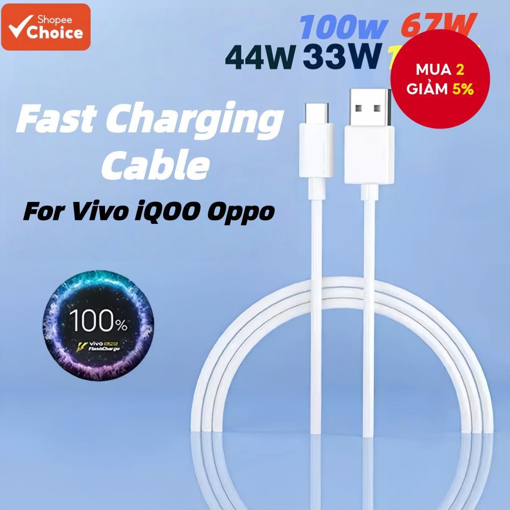 Cáp sạc siêu nhanh Type C 6A Quick Charge cho bộ sạc VIVO 33W 44W, Oppo, Xiaomi, iQOO, Redmi