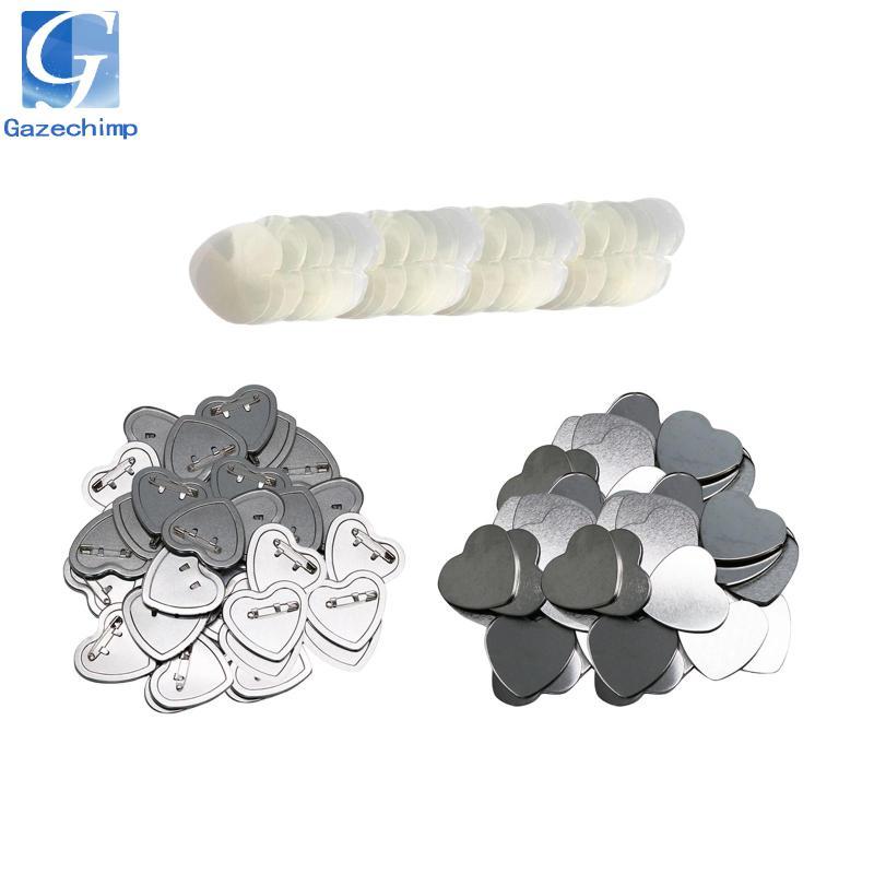 100 Bộ Trống Nút Huy Hiệu Vỏ Kim Loại Nút Máy Làm Vật Liệu Huy Hiệu Bộ Mylar Trong Suốt Để Làm Huy H