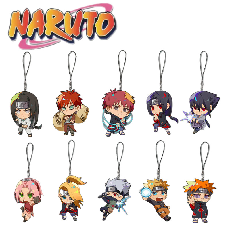 Naruto 2D Sasuke Kakashi Haruno Sakura anime peripheral cartoon mobile phone chain mobile phone lany
