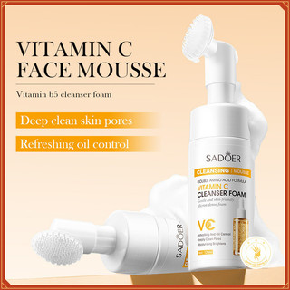 Làm sạch Mousse SADOER Aloe Vera Axit amin lựu đỏ với đầu bàn chải Sữa rửa mặt 120g