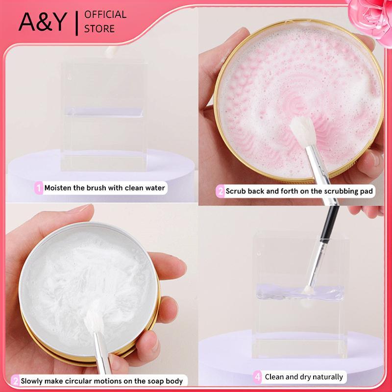 A & Y 50g Honey Peach Silicone Makeup Brush Cleaner Soap Pad Make Up Wash Brush Cosmetic Eyebrow Bru