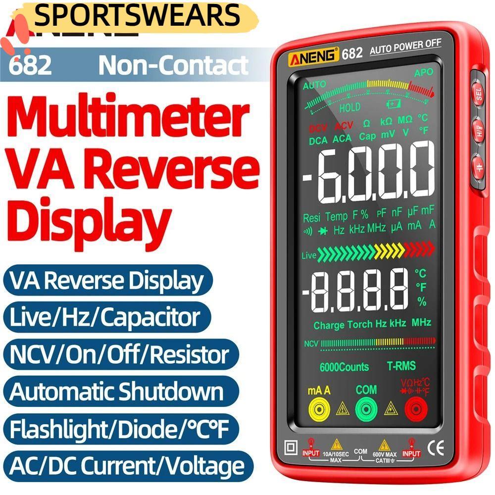 SPORTSWEARS AC / DC Ampe kế ANENG 681 682 True RMS LCD Màn hình màu lớn 6000 Đếm