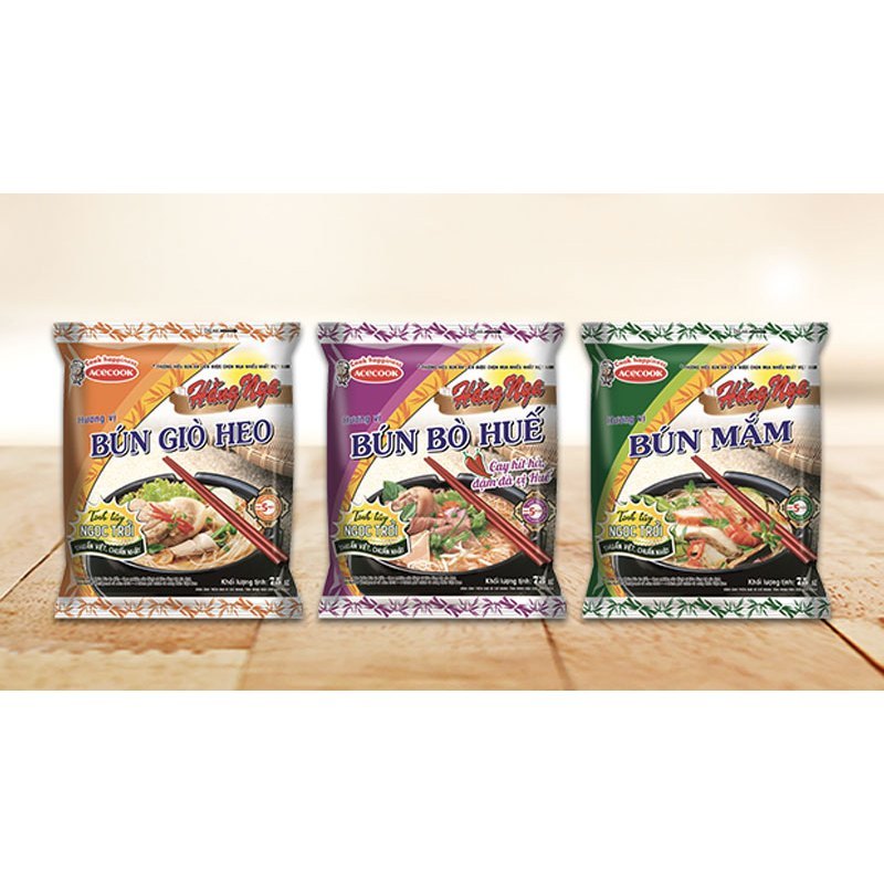 [ Gói Lẻ] Bún bò huế/ bún mắm/ bún giò heo Hằng Nga ăn liền gói 75gr DATE MỚI