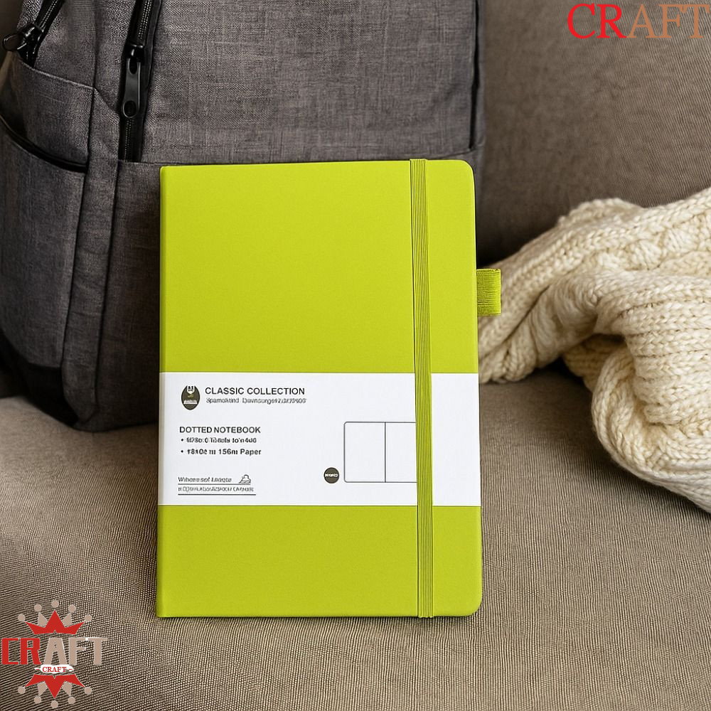 CRAFT A5 Notebook, Premium Bookmark Ribbon Journal Notebook, Chương trình nghị sự Tie-strap Back Poc