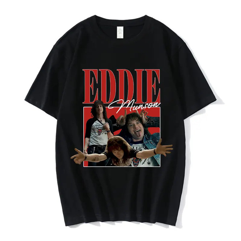 Eddie Munson Áo nam Bông Tai Kẹp Họa Tiết Đồ Họa Tay Ngắn Kích Thước Lớn Dạo Phố Unisex Cotton Thườn