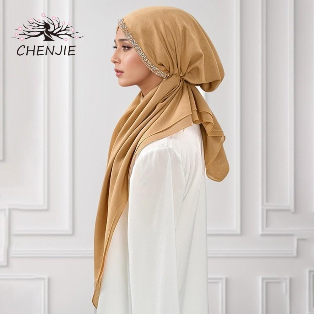 Mũ Hijab nữ CENJIE - Vải cao cấp, thoáng khí, có khăn xếp và kim cương giả, phù hợp với style hàng n