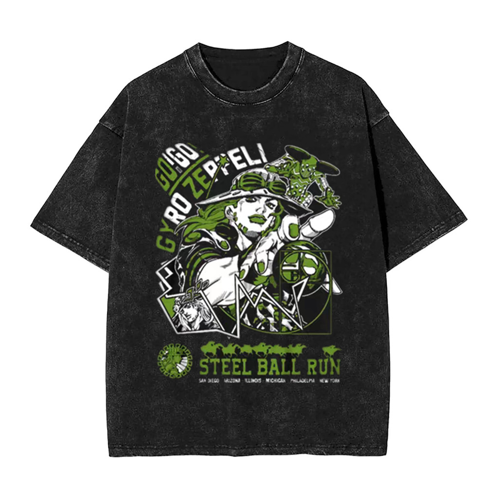 JoJo 's Bizarre Adventure [STEEL BALL RUN] Gyro Zeppeli / Jonathan Joestar đồ họa 100% cotton hạng n