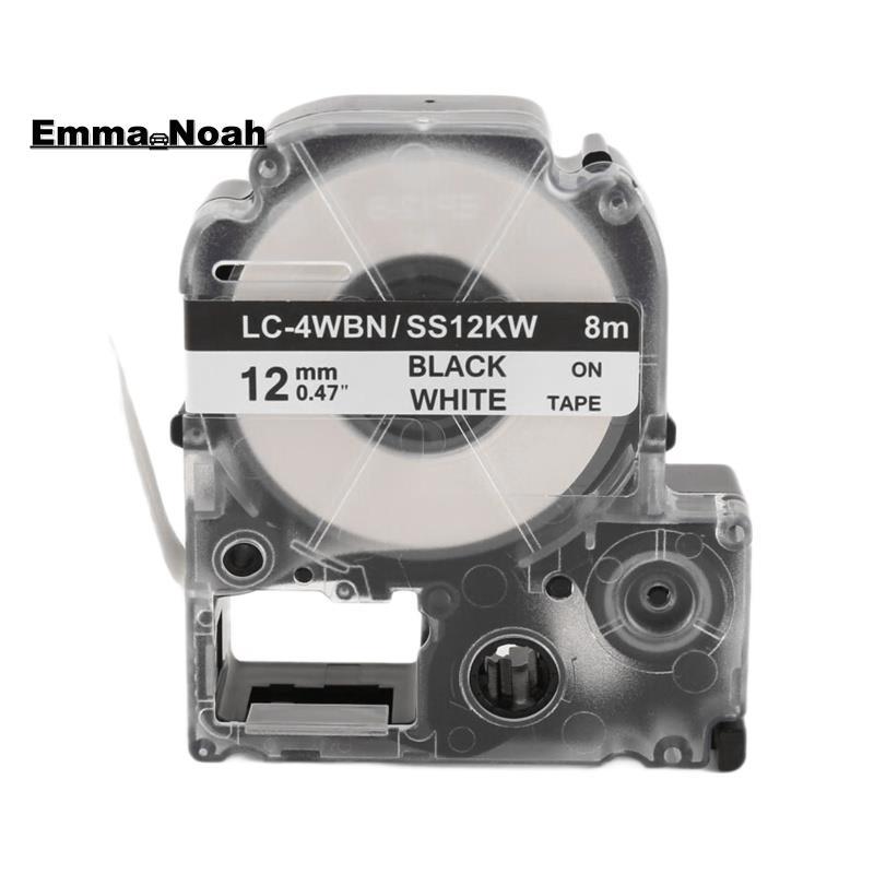5 Gói Thay Thế -4WBN LC-4WBN9 (SS12KW) Băng Nhãn Cho LabelWorks LW300 LW400 LW500 LW700 Đen Trên Trắ