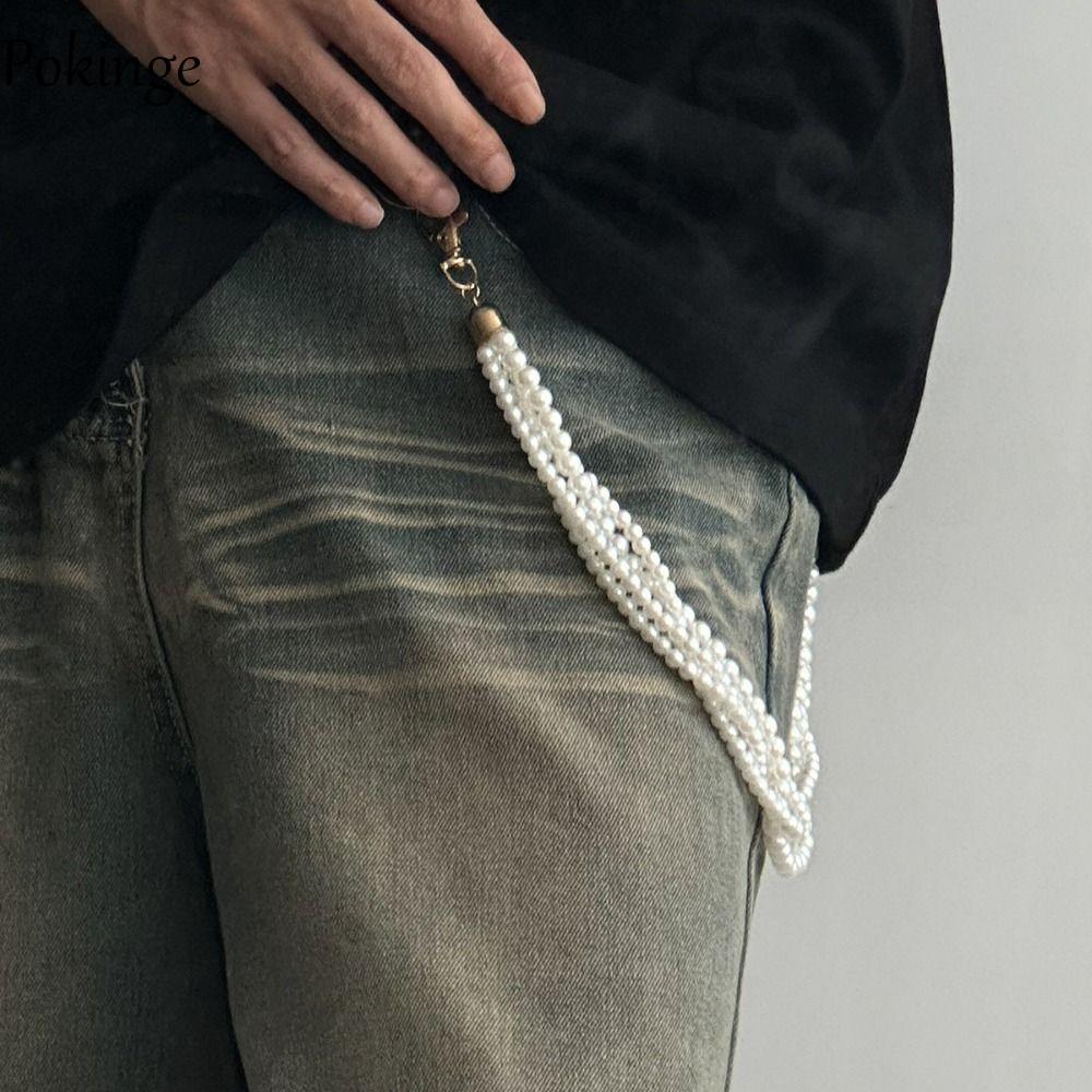 Dây Xích eo POKINGE Punk, hạt kẽm hợp kim, phụ kiện thời trang Gothic cho túi và quần.