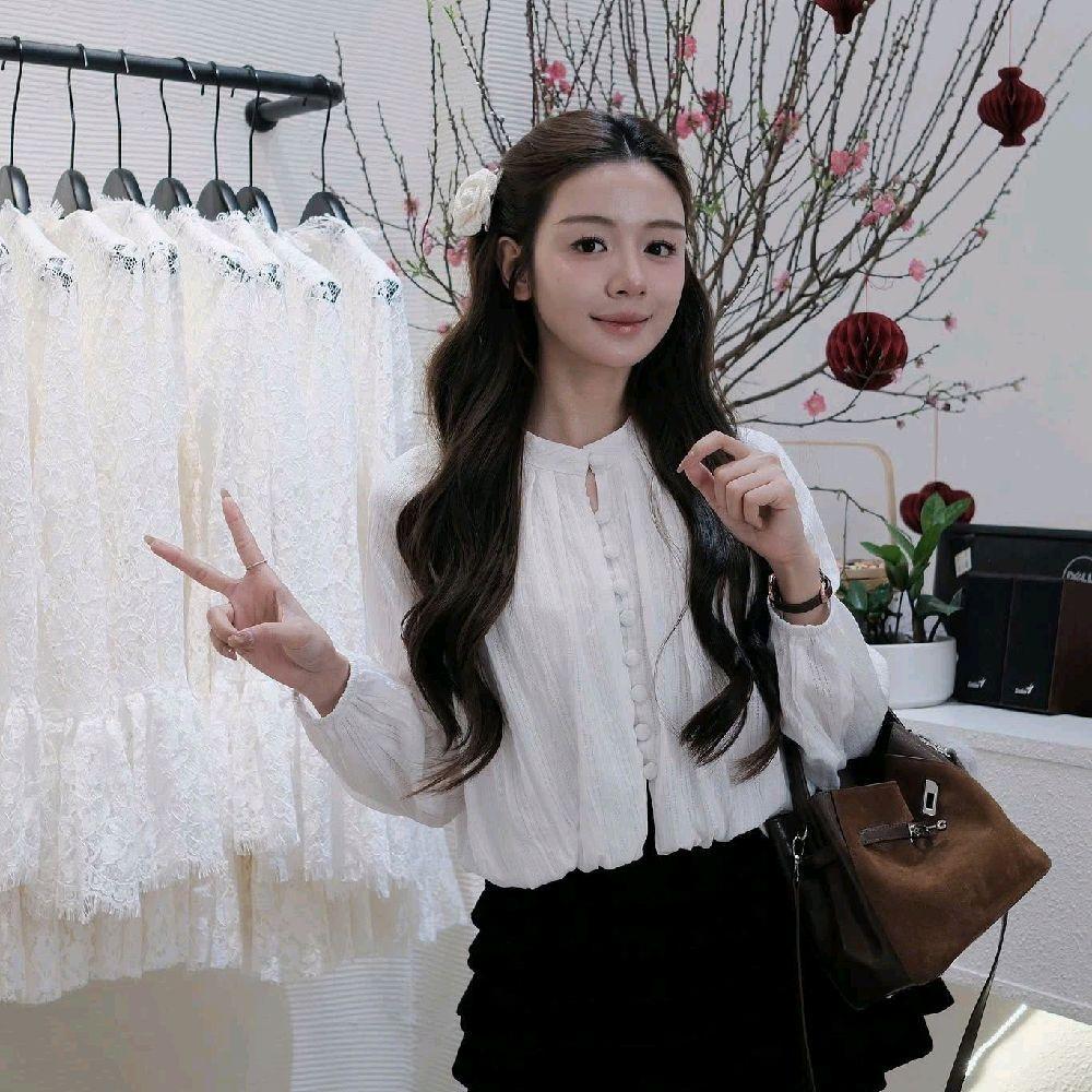 Áo sơ mi nữ bo gấu dáng bí trẻ trung hàng 2 lớp đẹp Hngoc