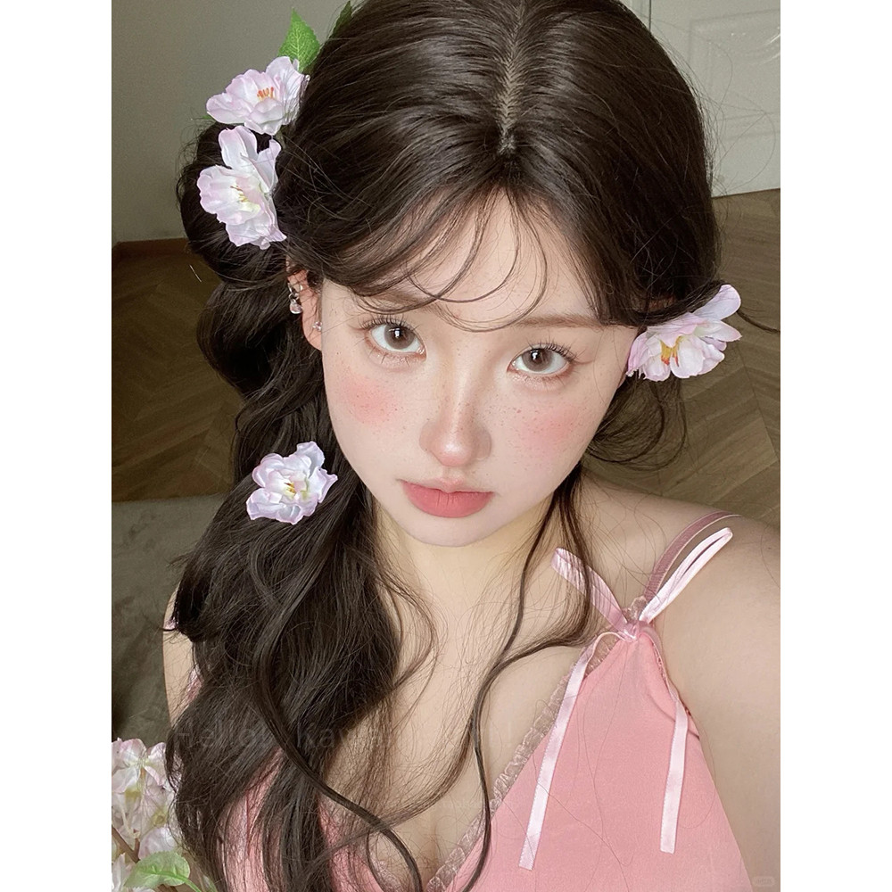Spot Goods#Springtime pink flower hair clip with a sweet atmosphere, side clip floral hair accessory