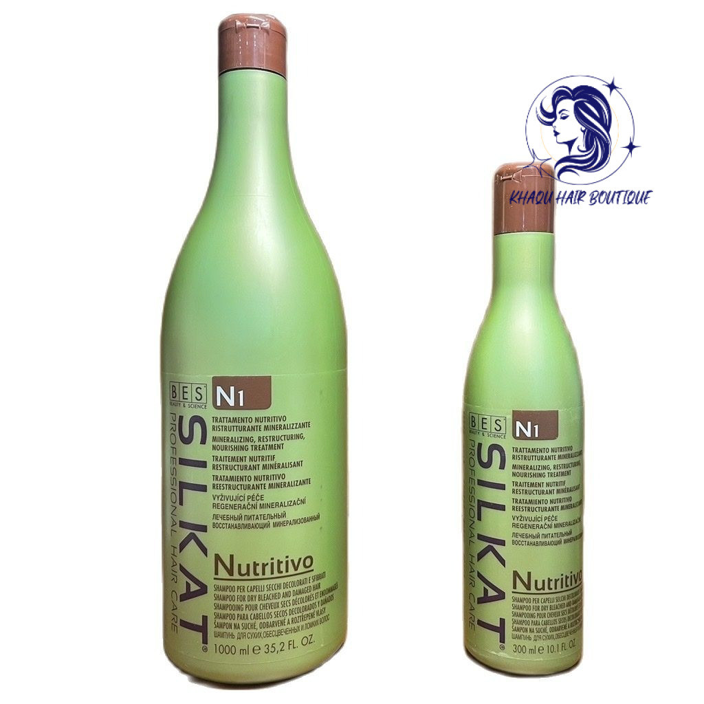 Dầu gội dành cho tóc khô, phai màu, hỏng Bes Hergen Silkat N1 Nutritivo Shampoo 1000ml {BK}
