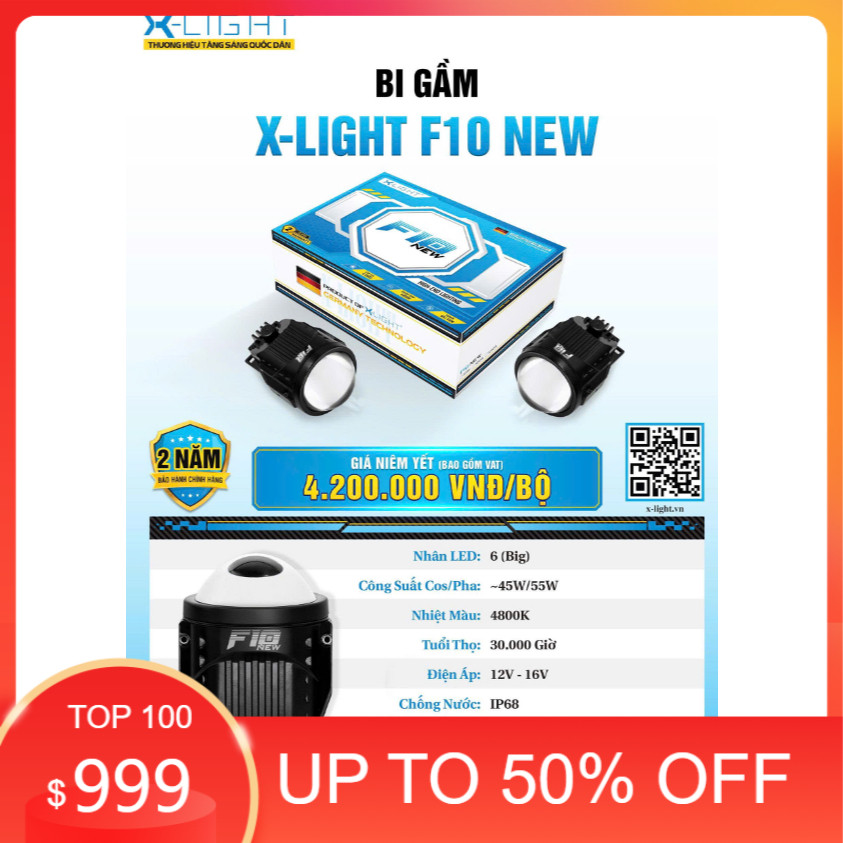 Mới nhất Bi  gầm X-LIGHT F10 NEW 2025  3inch