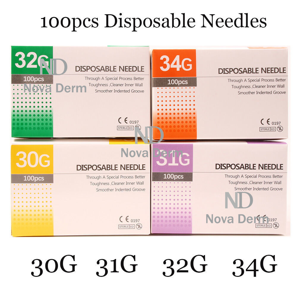 100 chiếc Dụng cụ làm đẹp bằng nhựa dùng một lần30G, 31G, 32G, 34G Micro Needle