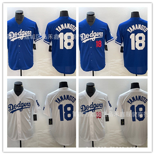 Đồng phục bóng chày Los Angeles Dodgers số 18 Yushin Yamamoto thêu nam