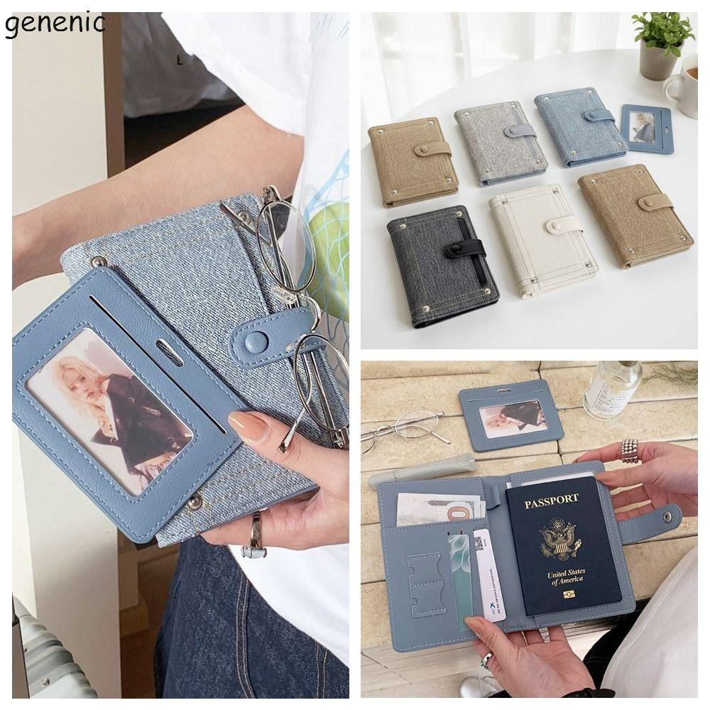 GENENIC Túi Hộ Chiếu PU, Giá Đỡ Vé Hộ Chiếu Kẹp Hộ Chiếu Denim, Sáng Tạo Đa Năng Đựng Thẻ Máy Bay Ch