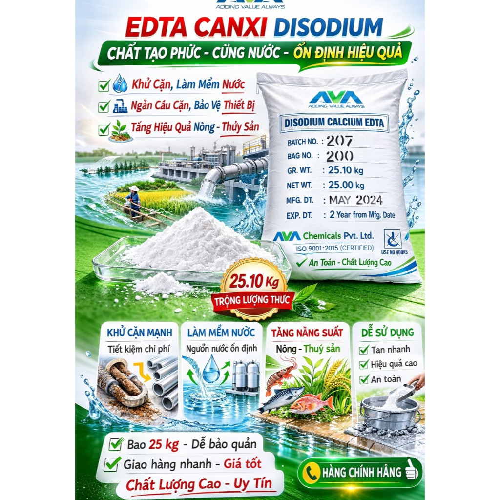 1kg Chelate Canxi -EDTA-Ca-Chelate phun lá