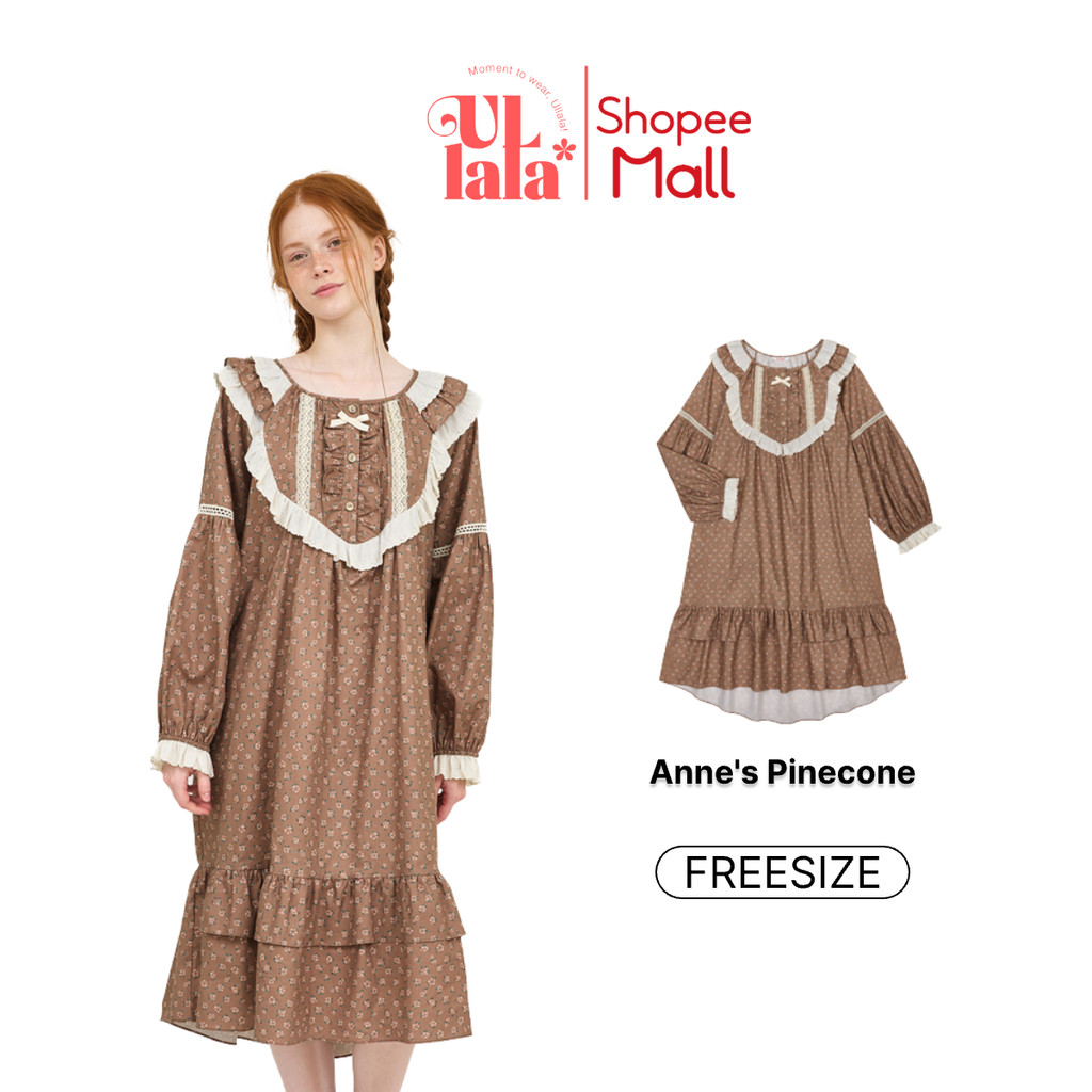 Váy ngủ mặc nhà ULLALA Anne's Pinecone bèo nhún phối ren Freesize
