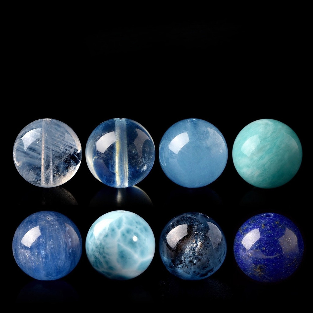 Vòng tay DIY tự nhiên từ đá aquamarine, kyanite và lapis lazuli