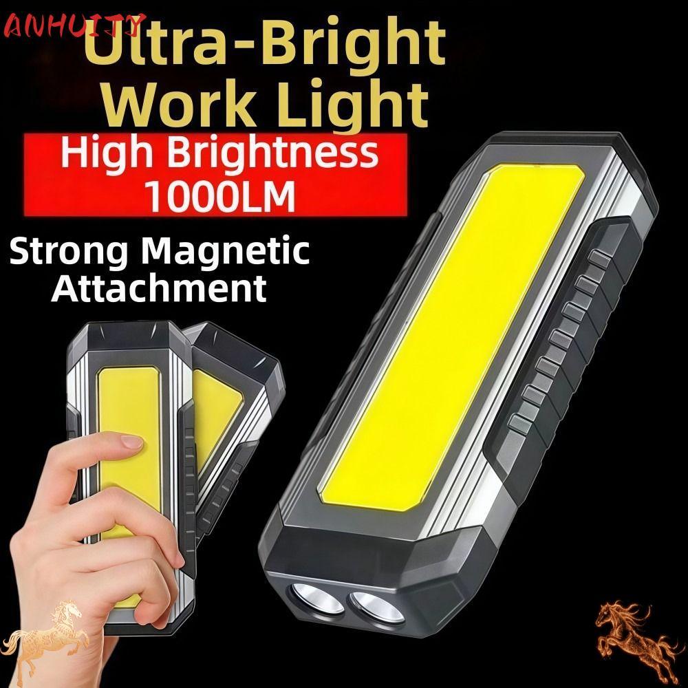 Đèn pin ANHUITYJ LED COB 2 x 18650, chống nước, 4000mAh - Ideal cho cắm trại và chiếu sáng ngoại trờ