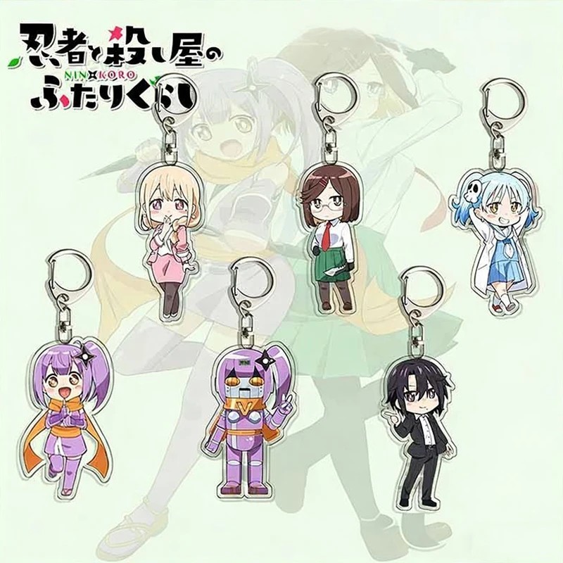 Móc khóa Anime A Ninja and an Assassin Under One Roof Yuriko Roboko Chibi Mica Acrylic decor cặp sác